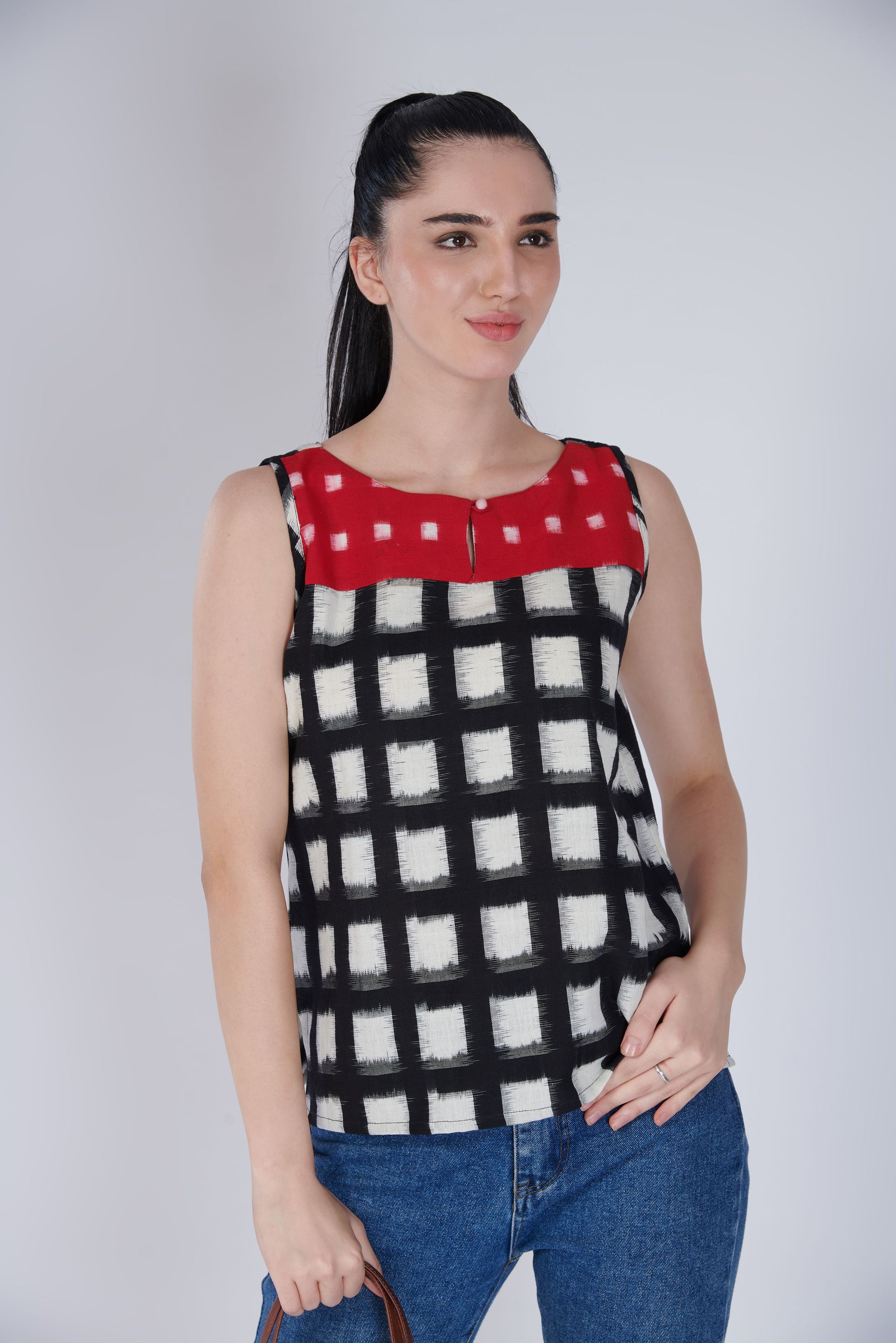Dark Grey Ikat Top