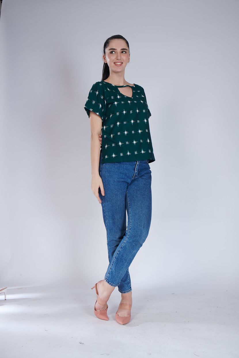 Green Ikat Top