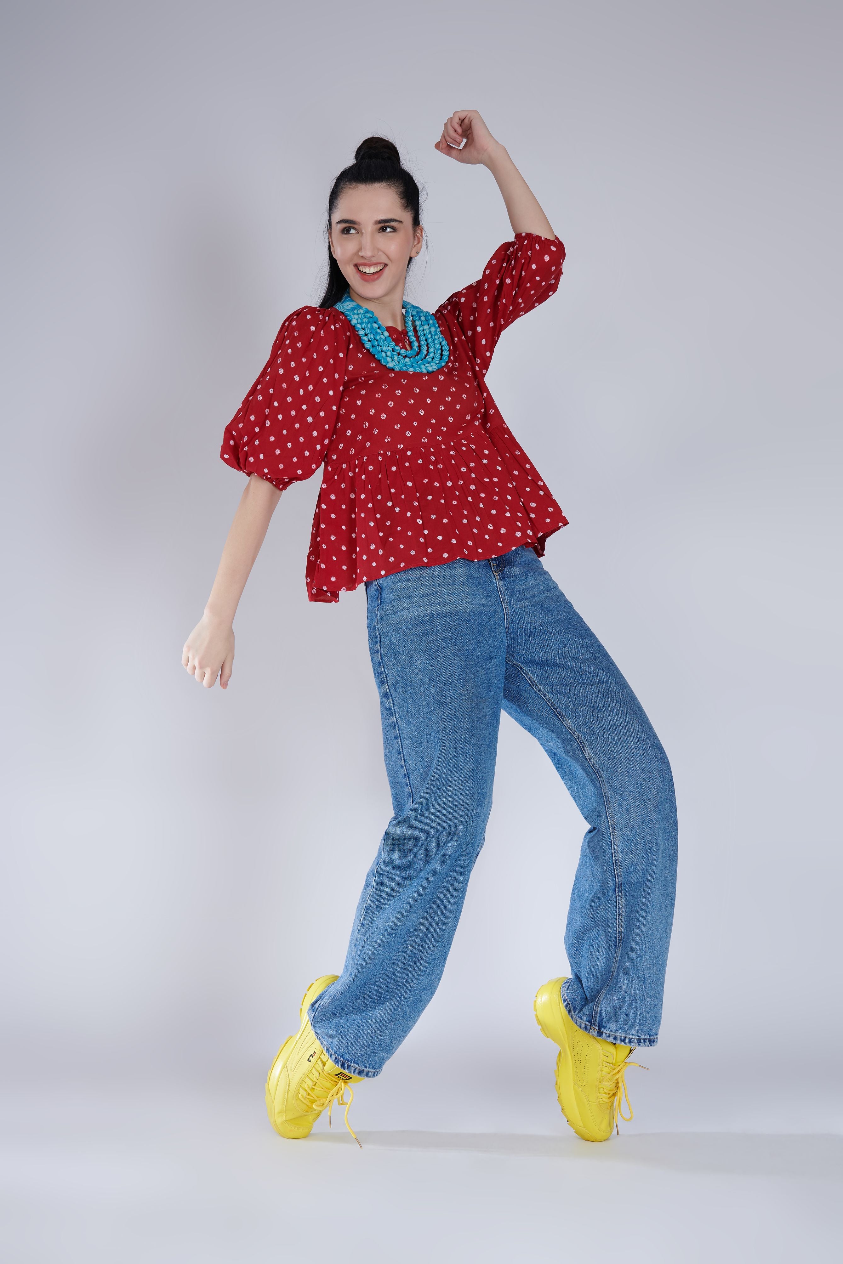 Bandhej Peplum Top