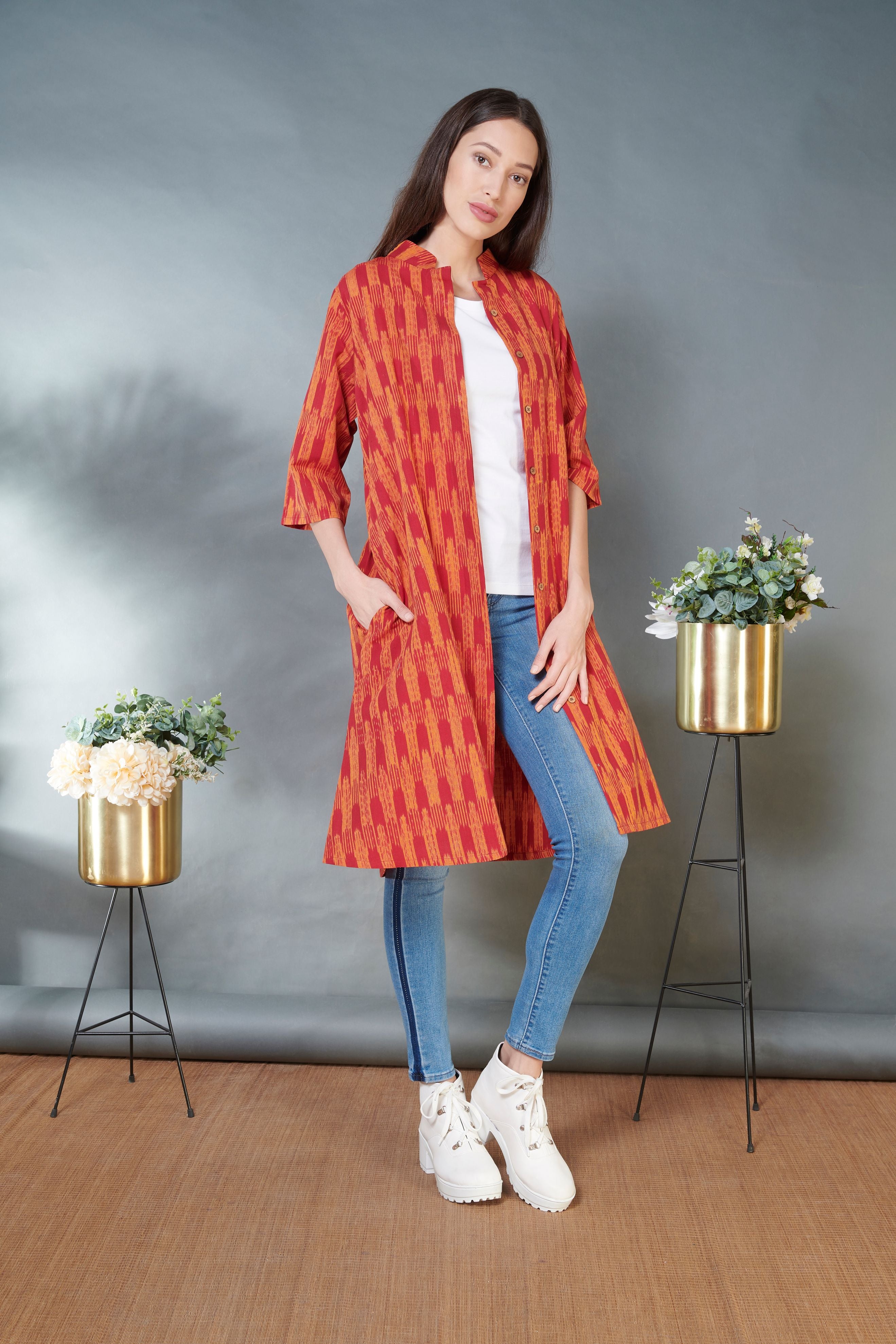 Tangerine Ikat Jacket Dress