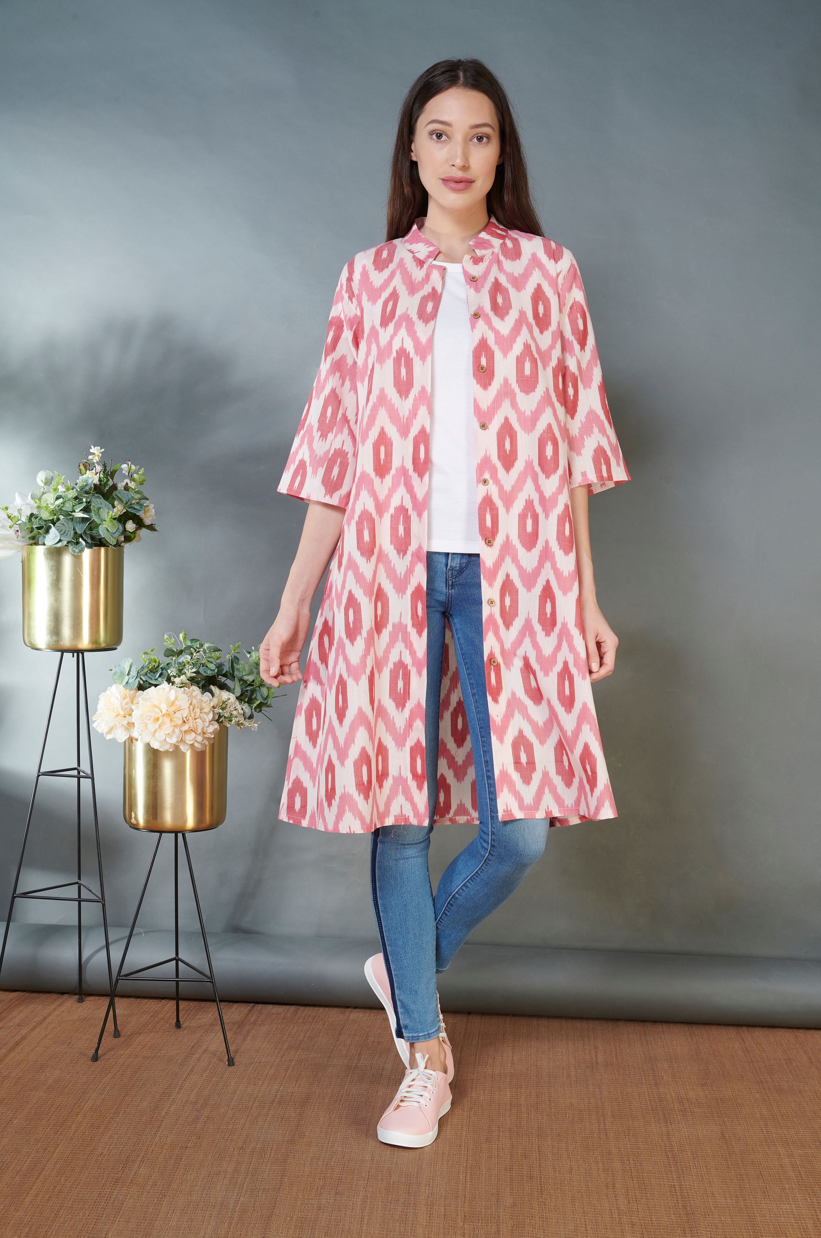 Pink Ikat Jacket Dress