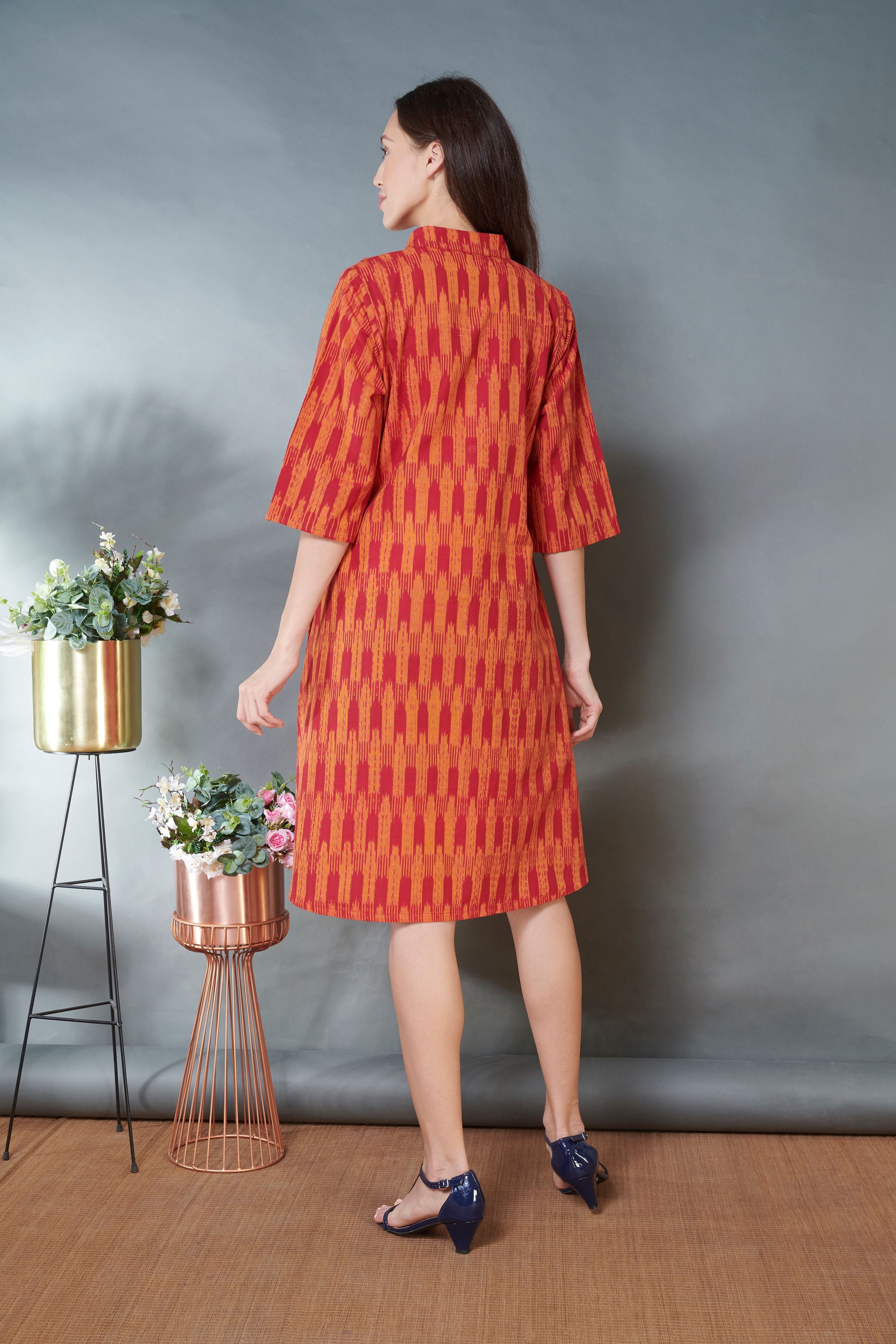 Tangerine Ikat Jacket Dress