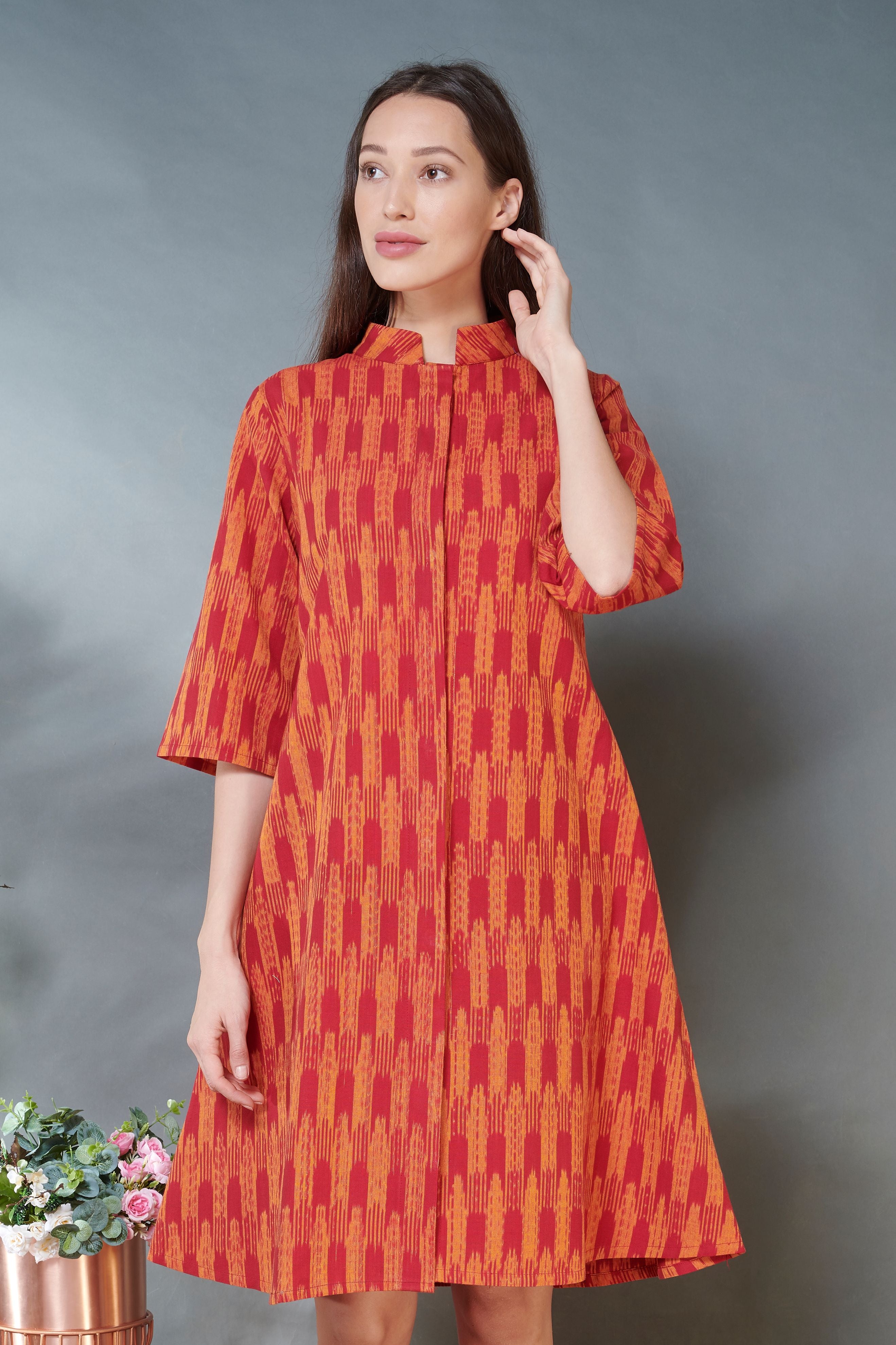 Tangerine Ikat Jacket Dress