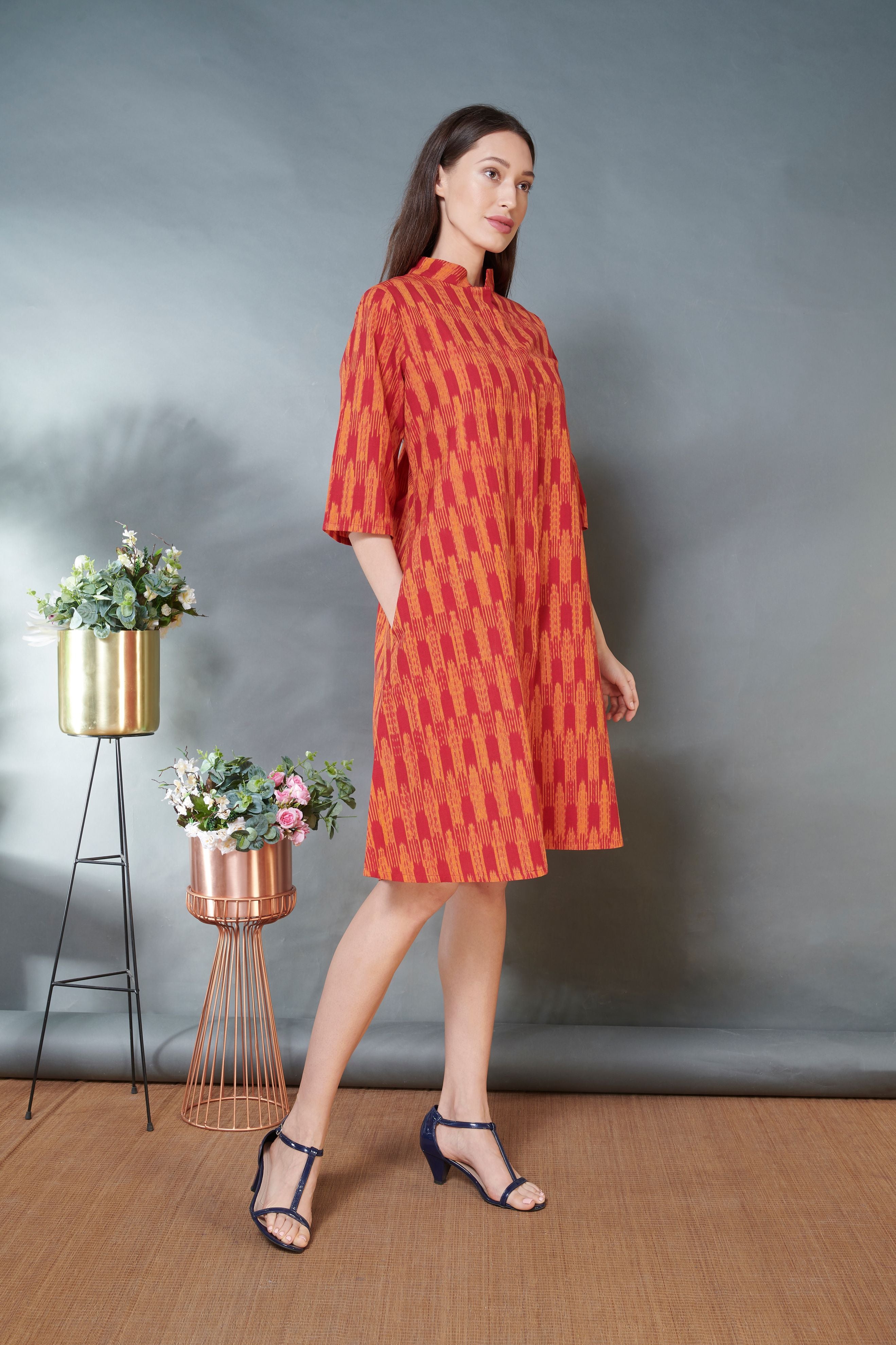 Tangerine Ikat Jacket Dress