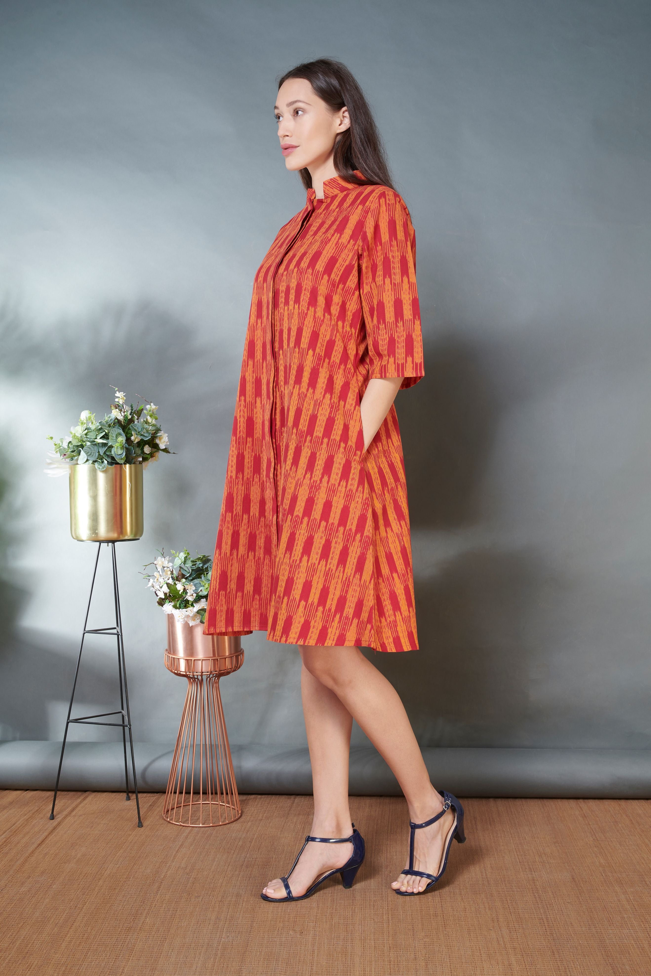 Tangerine Ikat Jacket Dress