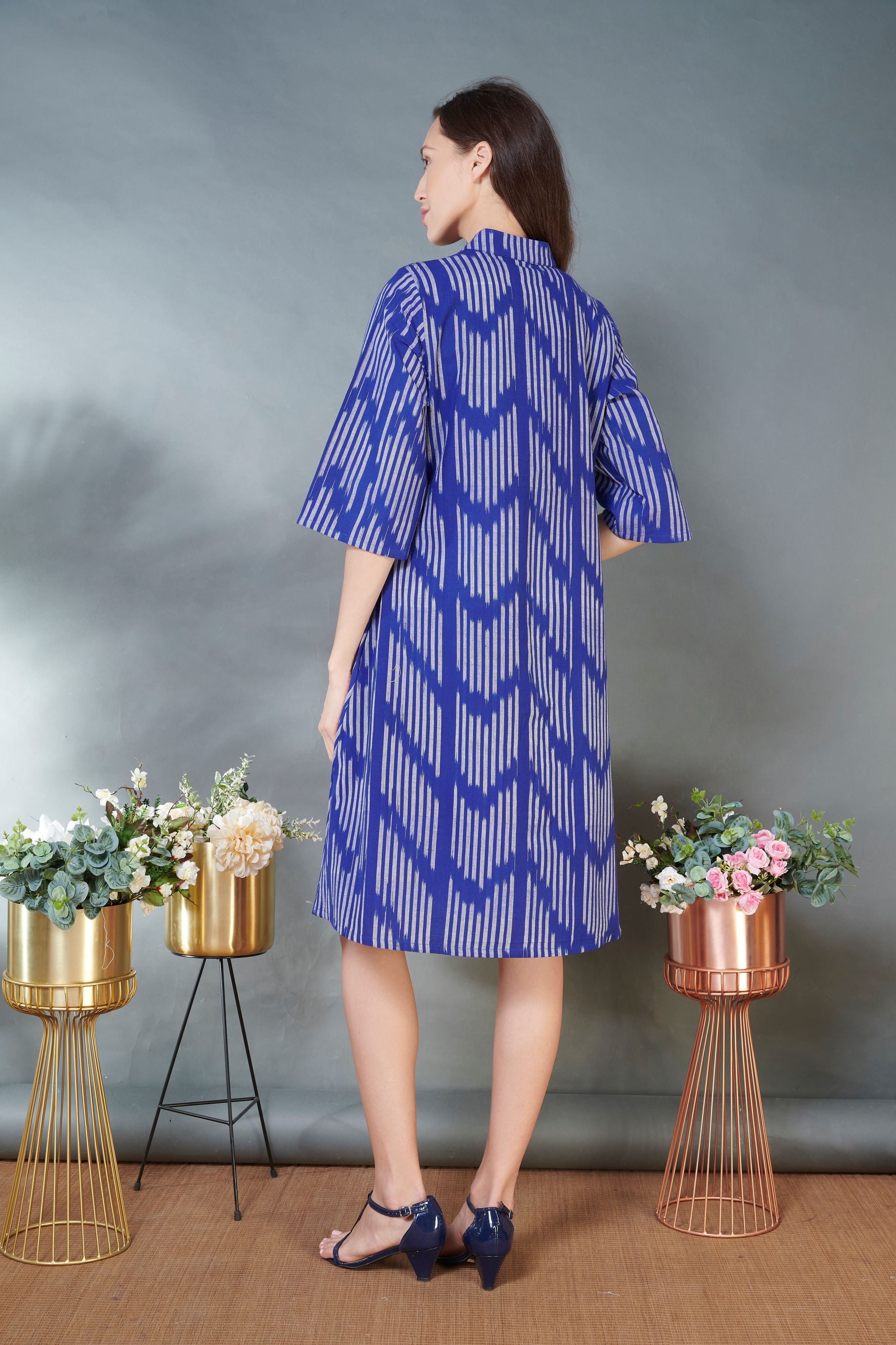 Blue Ikat Jacket Dress