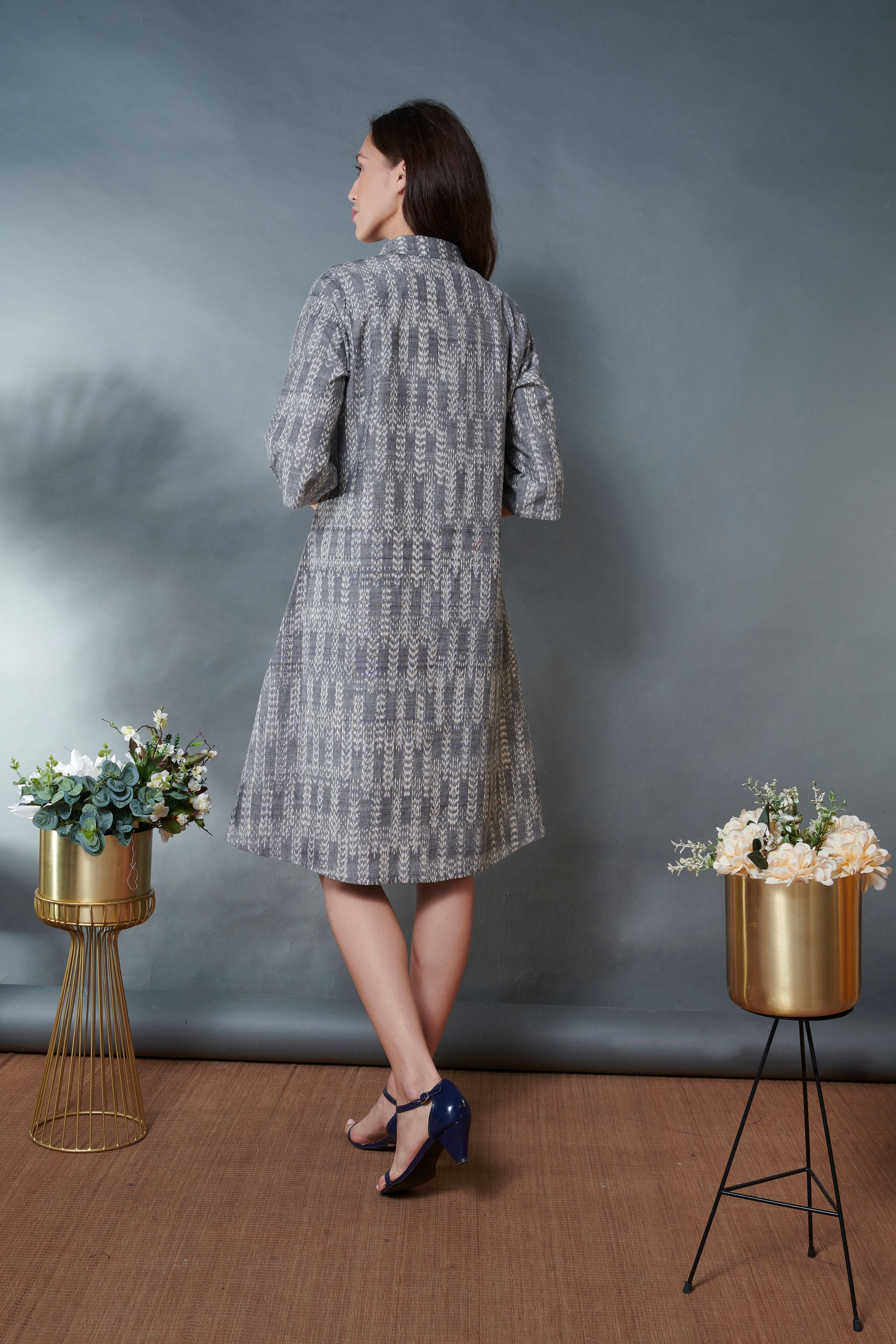 Grey Ikat Jacket Dress