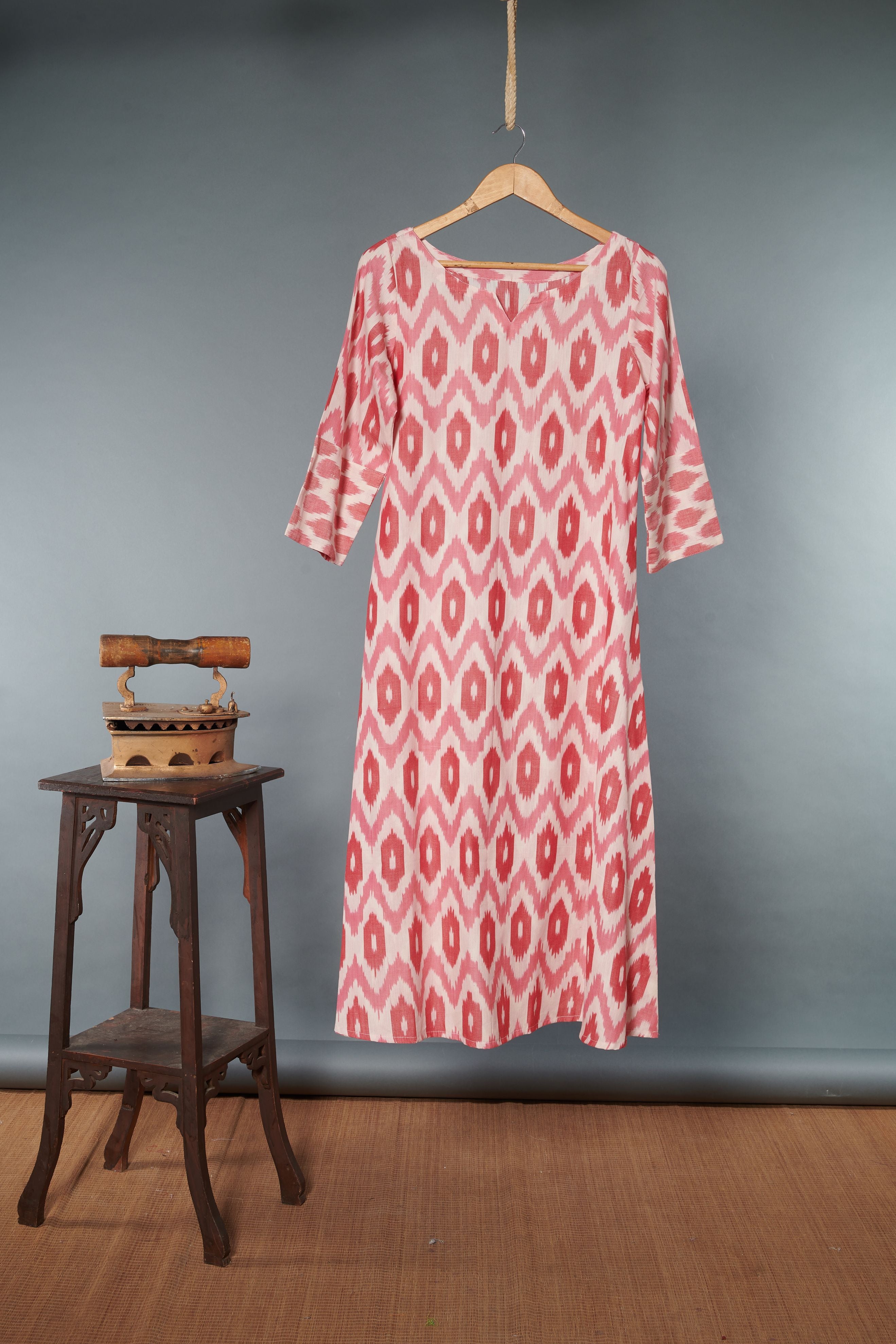 Pink Ikat Kurta