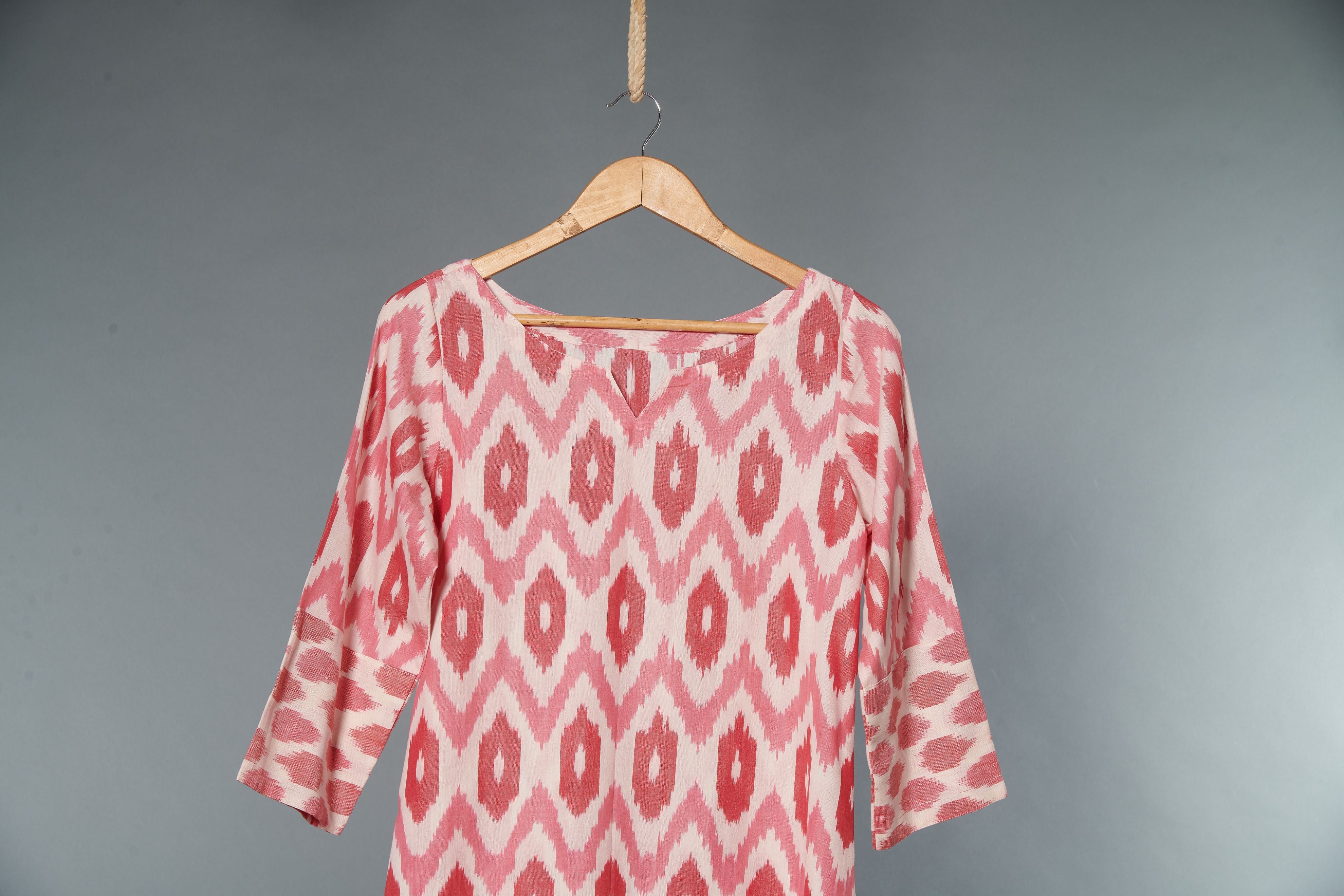 Pink Ikat Kurta